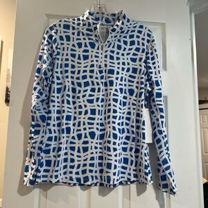 Gottex Blue and White Patterned Top